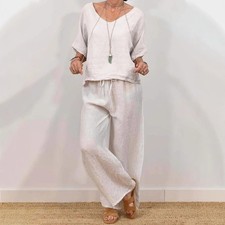 Womens Multi-Color Two-Piece Set Casual V-Neck Pullover With Three-Quarter Sleev