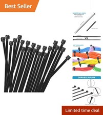 Self-Locking Nylon Cable Ties - 100-Pack Heavy Duty 8 Inch, 50 lbs Strength