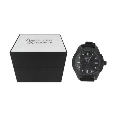 American Exchange Herren Schwarz & Silber Uhr mit Armbändern Set 5413 *Ex-Display*