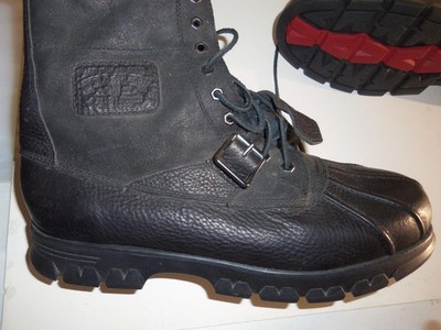 NWOB Polo Ralph Lauren BLACK LEATHER Lace-Up BOOTS WITH BICKLE - 14D