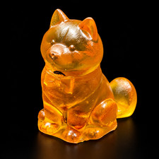 Puppy with Bow Dog Figurine with Baltic Amber Handmade Made in USA KIZIMA