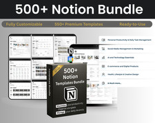 500+ Notion Templates Bundle | Productivity, Finance, Planner & Life Organizer