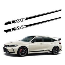 Car Side Skirt Decals, 88.58" x 4.52" Long Stripes Stickers, PVC 2 PCS Black