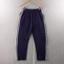 Adidas Women's Blue Melange Athletic Track Pants Side Stripe Mid Calf Size 6
