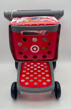 Target Toy Shopping Cart w/ 12-Piece Snacks Play Food Set, Red Plastic