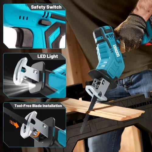 Reciprocating Saw Cordless Hand Saw Electric Wood Metal Cutter 2 BATTERIES 07 - Picture 6 of 9