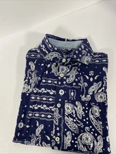 Daniel Cremieux Men Shirt Medium  S/S Button Supima Cotton Paisley Q1