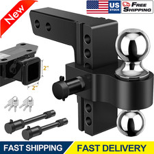 2 Receiver Trailer Hitch 6 Drop Tow Hitch Adjustable Dual Ball Mount 12500lbs 2 Receiver Trailer Hitch 6 Drop Tow Hitch Adjustable Dual Ball Mount 12500lbs