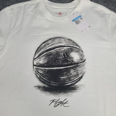 Jordan Shirt Mens Medium White Basketball Flight Graphic Jumpman Nike Air Tee