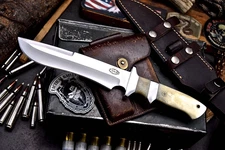 CFK Handmade ATS34 Custom CAMEL BONE Sub hilt Hunting Camping Skinner Knife