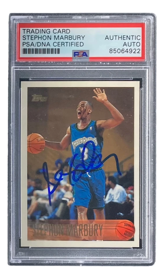 Stephon Marbury Signed 1996 Topps #177 Timberwolves Rookie Card PSA/DNA - Image 4 of 4