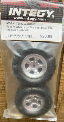 T3517Chrome Integy Type V Wheel & Tire 1/16 Traxxas Slash VXL O.D-66 mm=2PK