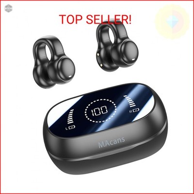 MAcnas Wireless Earbuds Open Ear Clip Headphones Air Conduction Earbuds LED Powe