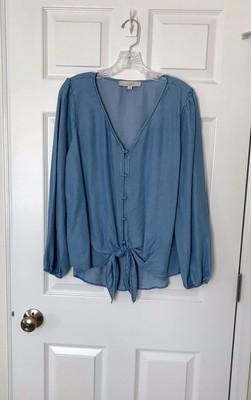 LOFT V-Neck Blouse, M