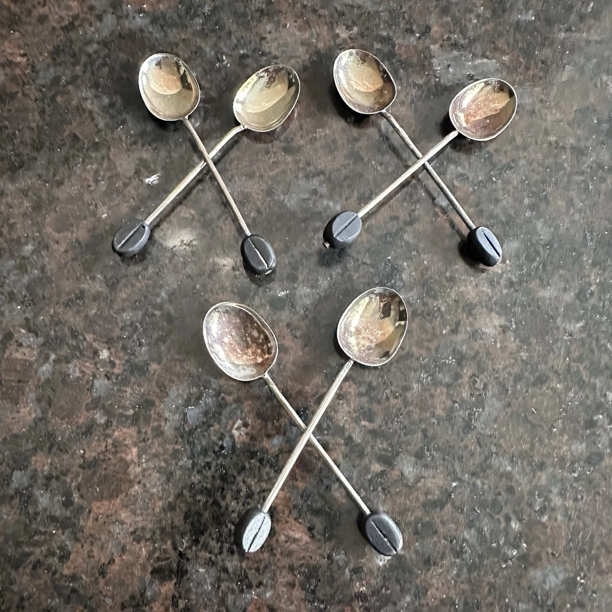 Demitasse Spoon Set In Antique Us Sterling Silver Flatware for
