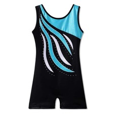 BAOHULU Leotard for Toddler Girls Gymnastics Shorts 8-9 Years, Black Blue