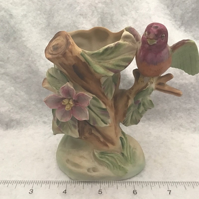Vintage Porcelain Red Bird, Vase, San Francisco DC GC Imports Japan