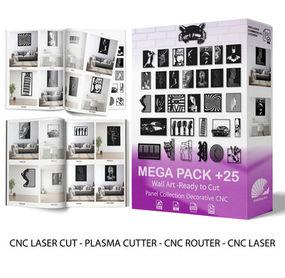PACK +25 DXF SVG Ai Wall Art Designs on USB/CD   CNC Router Plasma Cutting