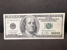 Series 2006 US One Hundred Dollar Bill Note $100 New York HB 58254426 Q