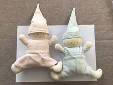 Peluche doudou lutin garçon et fille COROLLE poupée hochet grelot 18 cm