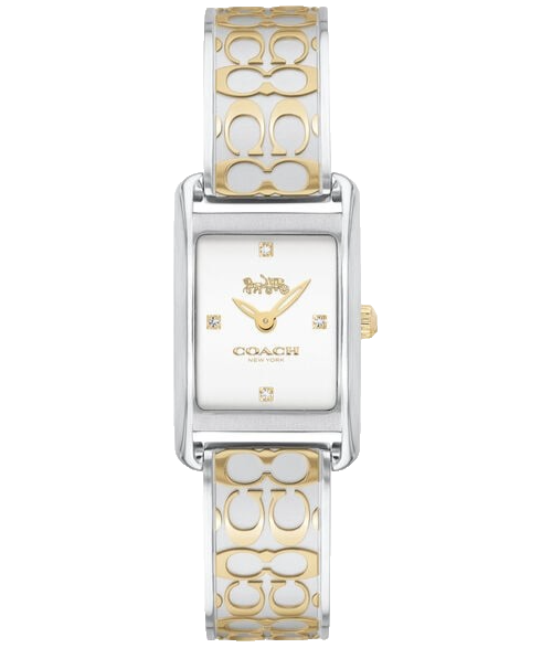 COACH ALLIE 14503381 SILVER WHITE LOGO DIAL TWO TONE BANGLE  display picture 2