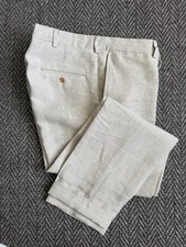 Junior's USA Linen Trousers sz 36 US 33 x 30 Beige Sand Made in USA