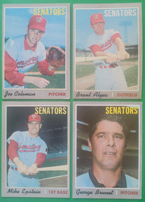 1970 Topps (4) Card Lot Washington Senators: Alyea, Brunet, Coleman, Epstein  EX