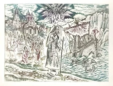 Religious drypoint engraving Apostle Paul