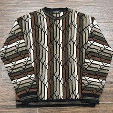 Vintage 90s 3D Knitted Sweater Pullover Protege Collection Size XL Geometric