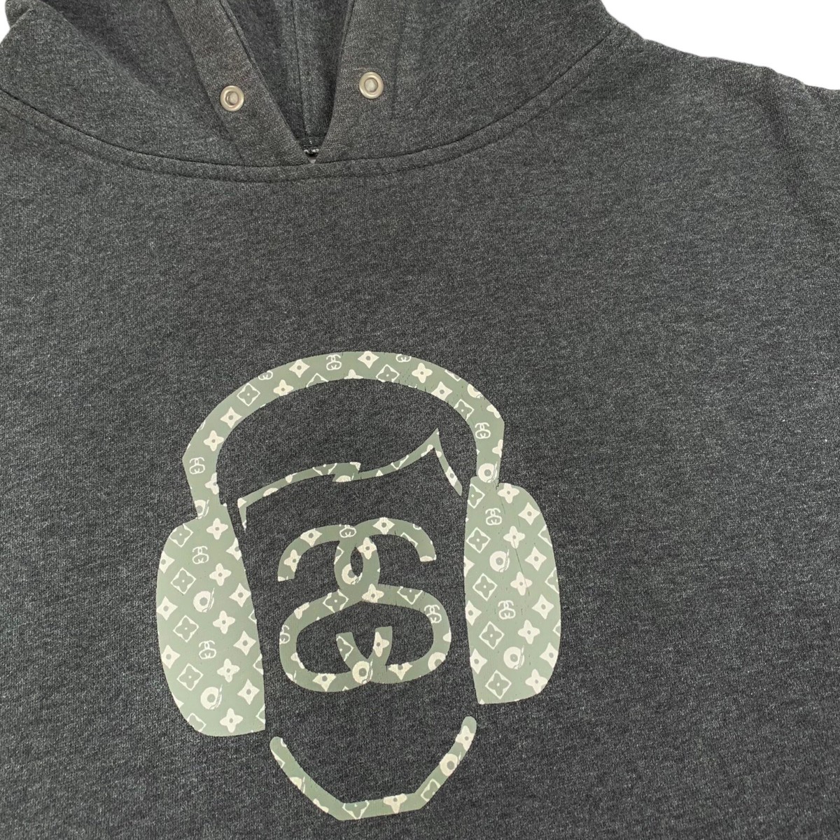 Vintage Stussy Dark Gray Monogram Print Stucci Hoodie