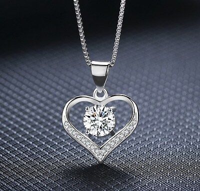 19mm x 13mm Solid 925 Sterling Silver CZ Cubic Zirconia Heart Charm Pendant 