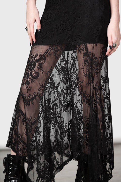 Killstar Rosa Lace Maxi Woman's Skirt Black Sheer Gothic