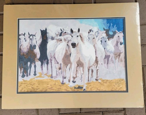 Wild Horses in Waves Watercolor Printing, Mette Phillips 2007 25×19 Unframed New - Picture 3 of 7
