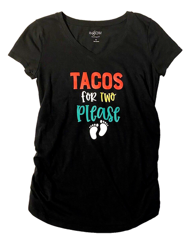 Maternity T-Shirt Eating Tacos For Two Please Black Sz S Small - 第 1/7 張圖片