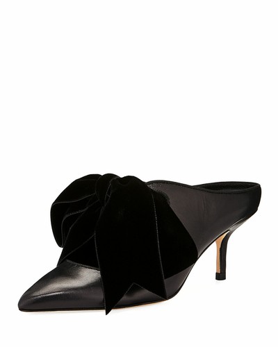 $429 Tory Burch Clara 65mm Mules Black Velvet Bow Kitten Heel Slip On Clogs Sz 7 - 第 1/7 張圖片