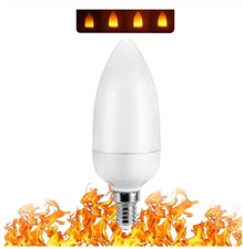 LED Flame Effect Candelabra Light Bulb- Simulated Fire Flicker Lamp, E12 Base 3w