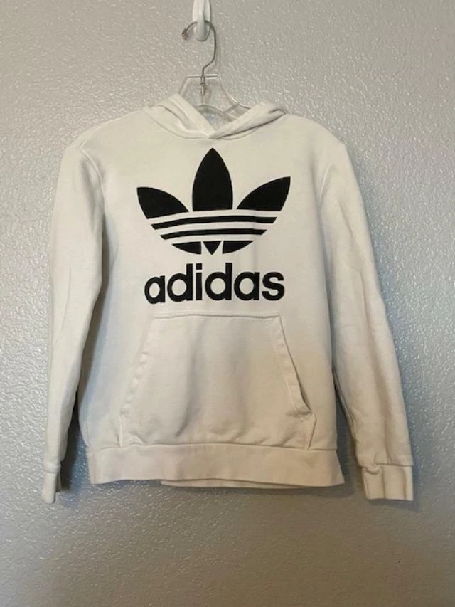 Adidas White Hoodie Chest Logo White Tag Possible Youth Pit to Pit 18u0026#034;  | eBay