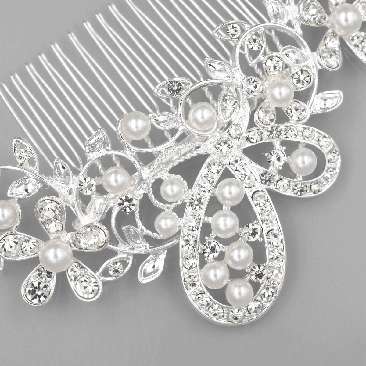 Crystal Studded Butterfly Hair Comb Wedding HairComb Bridal HairClip Charming Butterfly Hair Clips with Crystals and Pearls - Set  main image 4