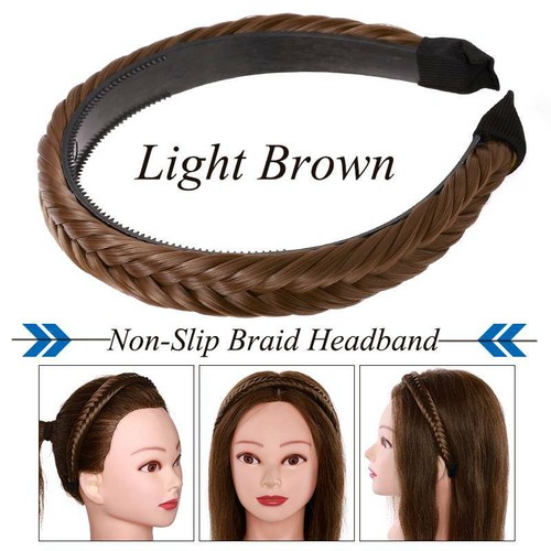 Women Hair Braided Headband Plaited Synthetic Plait Hairband Hairwear as Human - Picture 43 of 57