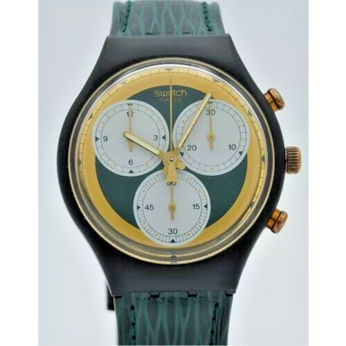 Swatch Silver Star Chrono, 35mm Vintage with Leather Band, new in box. - Picture 1 of 10