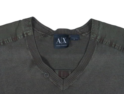 NWT A|X ARMANI EXCHANGE MENS MEDIUM VINTAGE ARMY MILITARY POCKET SWEATER COTTON - Picture 6 of 13