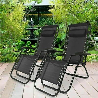 RAXTER 2X Zero Gravity Liegestuhl Garten Sonnenliege klappbar mit Kissen