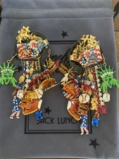 Lunch At The Ritz ALL AMERICAN clip Earrings; RARE, FABULOUS, & MENU CARD!!!