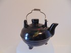 Vintage Miniature  Tea Pot Kettle Black Ceramic Salt Shaker Only 4" Tall — photo 1
