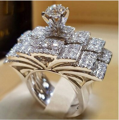 Cubic Zirconia Princess Cut Engagement Ring Set & Gift Box (Ships Same Day!)