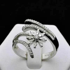 2.5CT Round Cut Simulated Diamond Bypass Wedding Ring 14k White Gold Over Silver