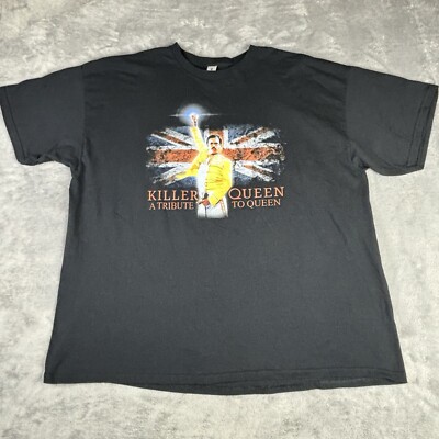 Killer Queen Freddy Mercury T-shirt Mens 2x Black Tribute To Queen Gildan Flag