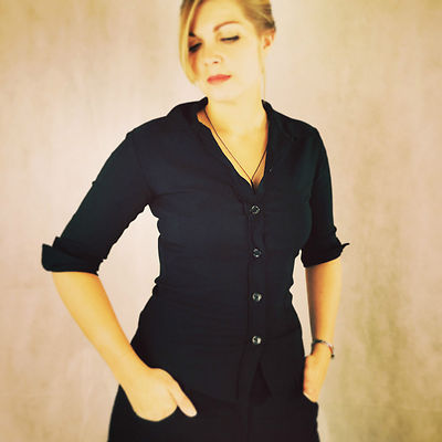 black button up blouse
