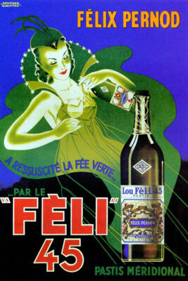FELIX PERNOT FELI 45 ABSINTHE GREEN FAIRY LIQUEUR FRENCH VINTAGE POSTER REPRO