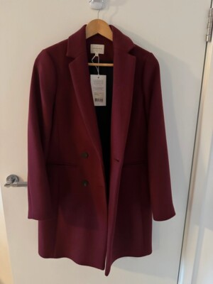 Sézane 'Johnson' Coat in Lie de Vin – Size 34 UK Brand New